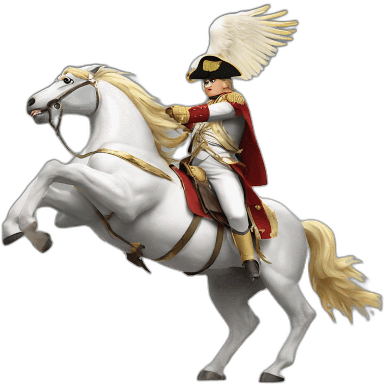 serious angry napoleon on white horse hold a golden eagle emoji