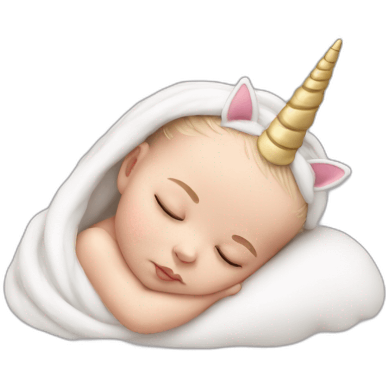 Sleeping white Newborn with unicorn headband emoji