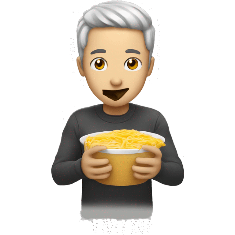 Person comiendo fideos con queso emoji