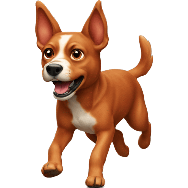 realistic solid red dog with pointed ears running emoji