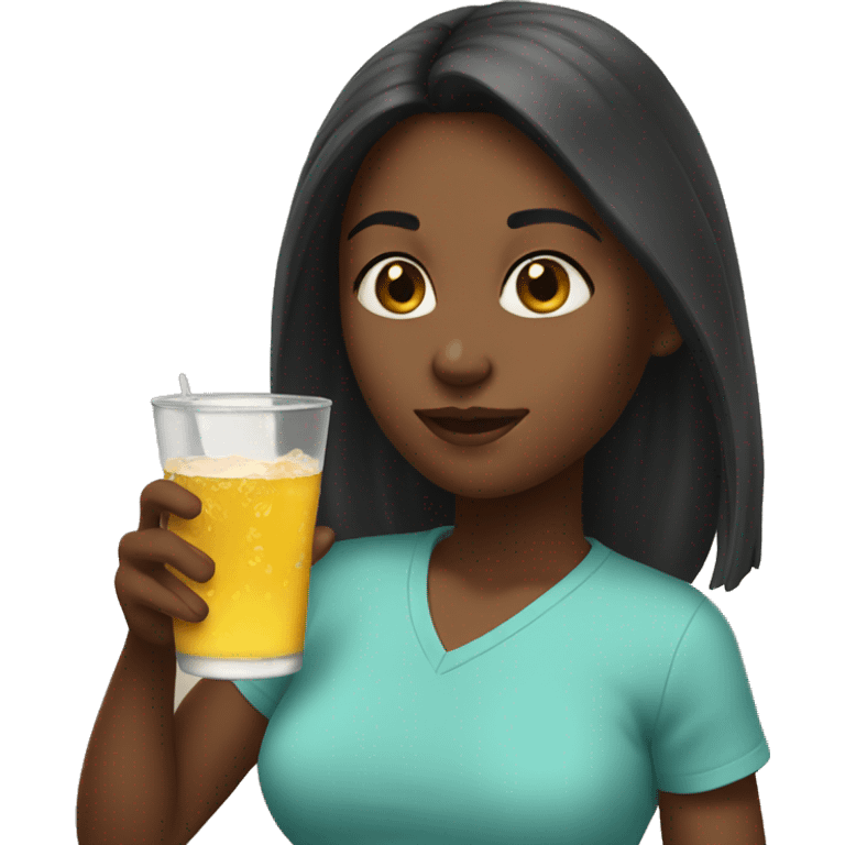 Girl drinking alani emoji