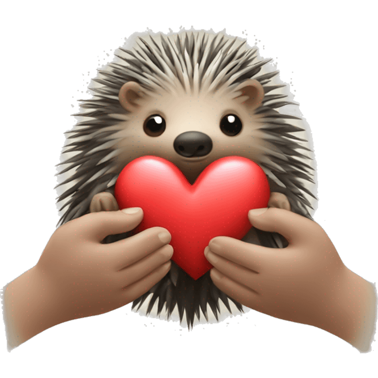 porcupine with a heart in hands emoji