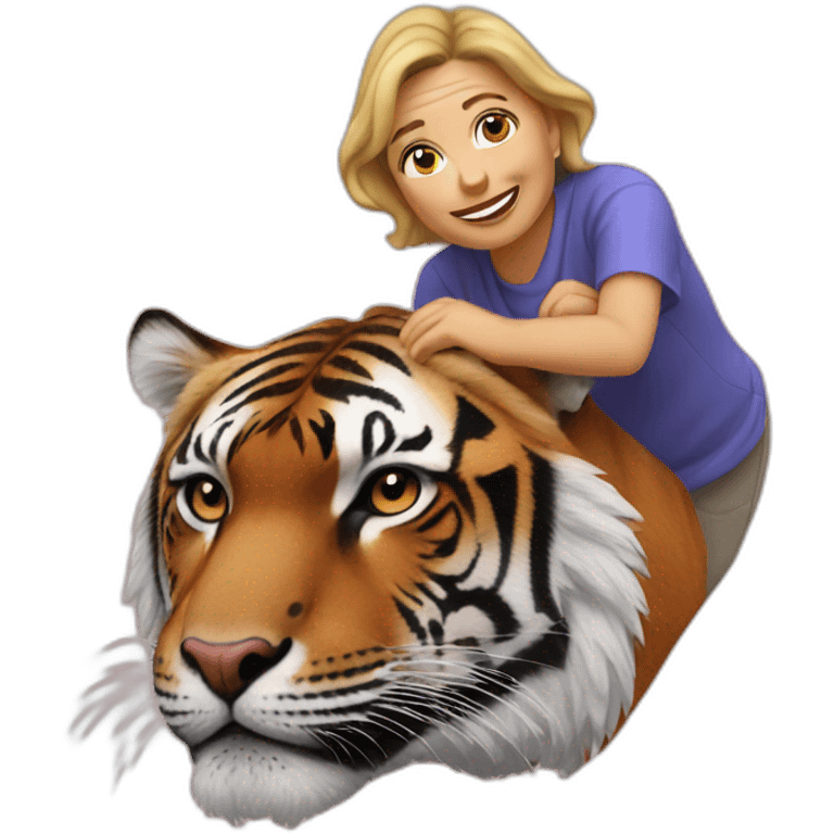 Une mamie sur un tigre rose  emoji