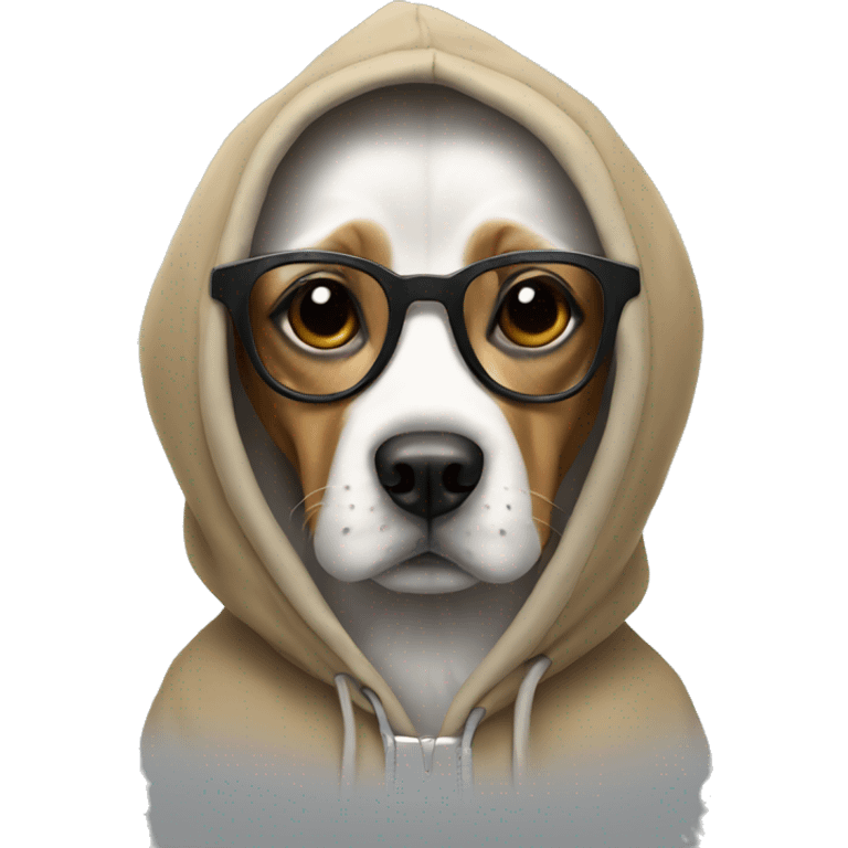 dog with a hoodie and glasses emoji