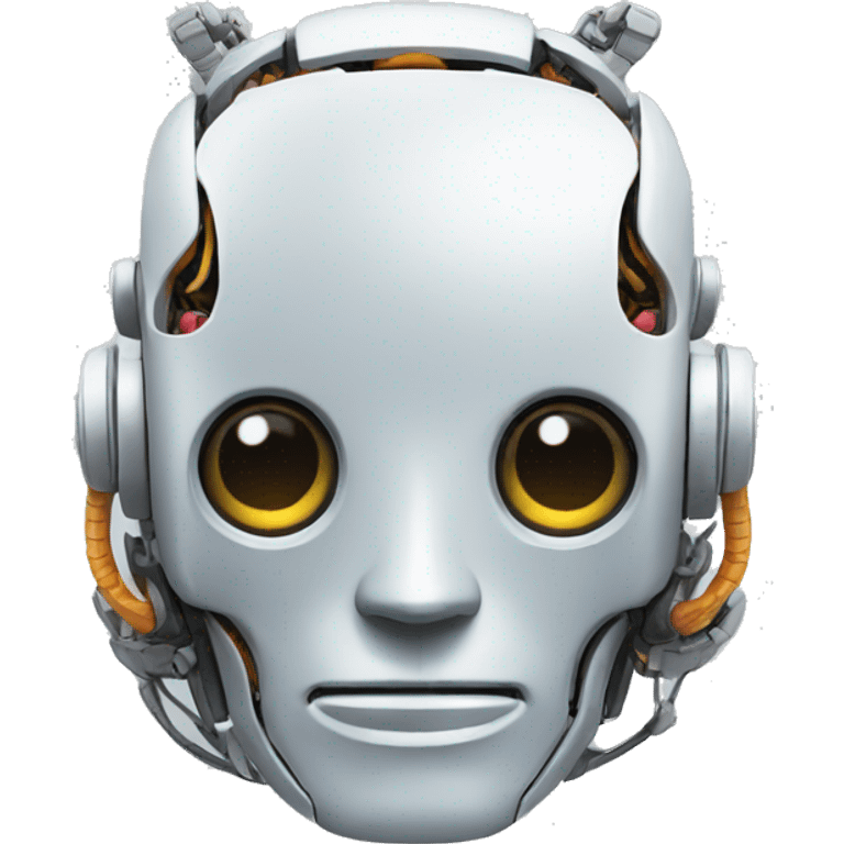 robot holding a brain emoji