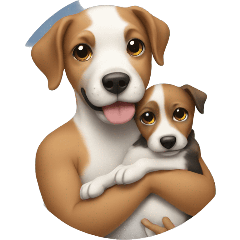 Dog holding baby emoji