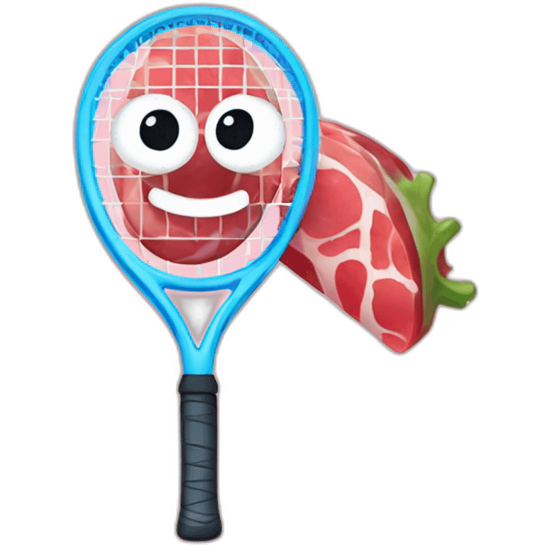 Kawaii jamon with tennis racket emoji