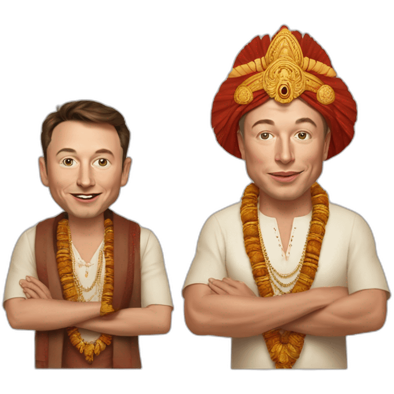 elon musk and jeff bezozs as indian babas emoji