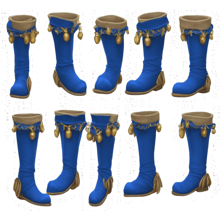 Realistic isolated royal blue elf boots with bells. emoji