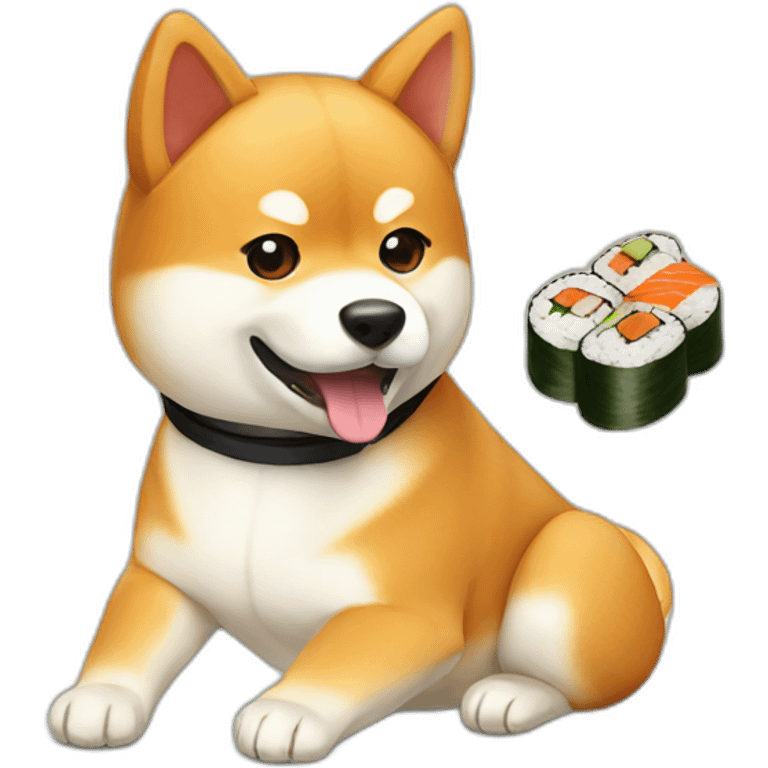 Shiba Inu having sushi emoji