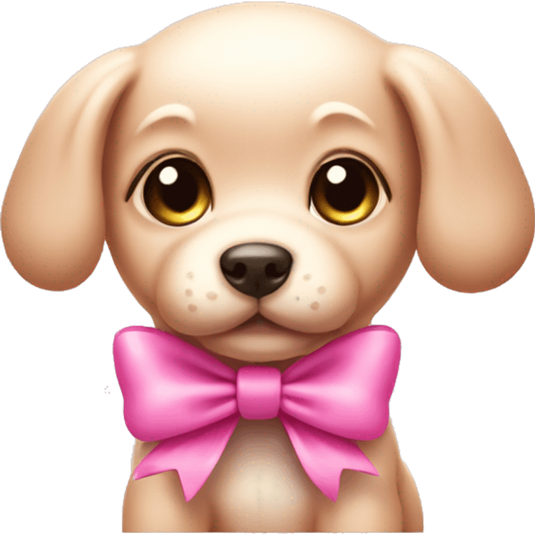 Pink puppy with bow emoji