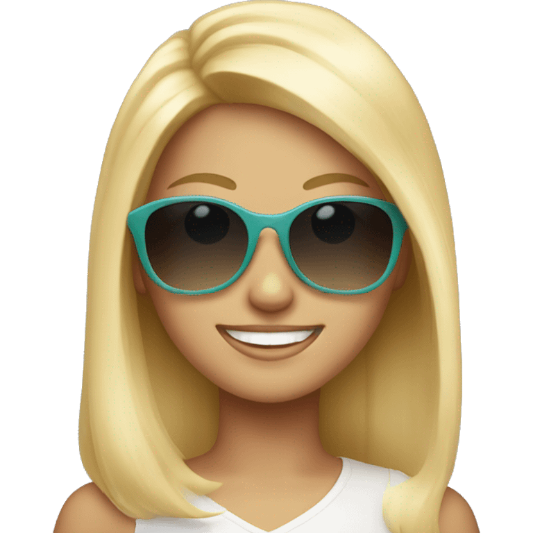 smiling blonde girl with sunglasses emoji