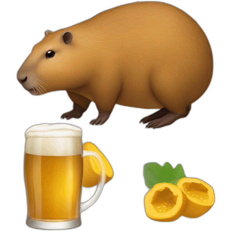 Capybara buvant une bière emoji