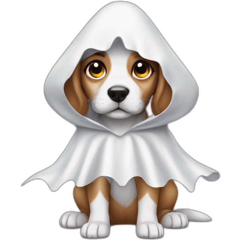 puppy in halloween ghost costume emoji