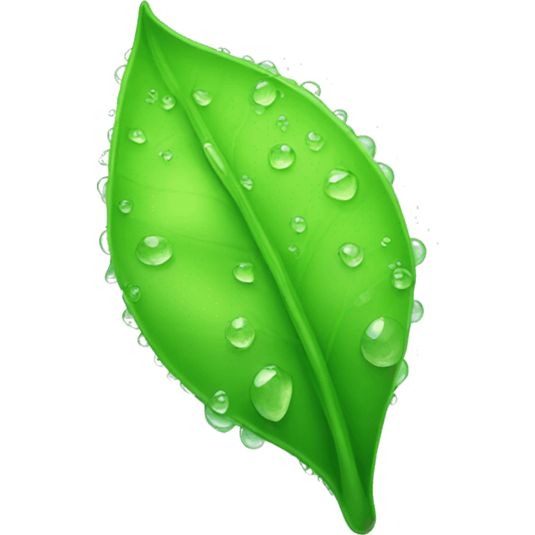 soft green leaf with morning dew drops. emoji