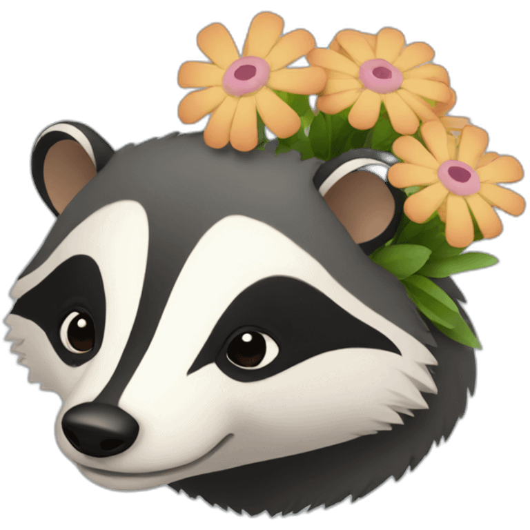 badger with a bunch of flowers emoji