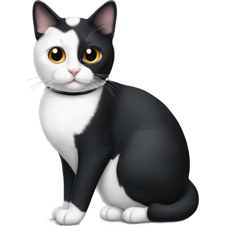 Tuxedo cat with a half white white half black mustache  emoji