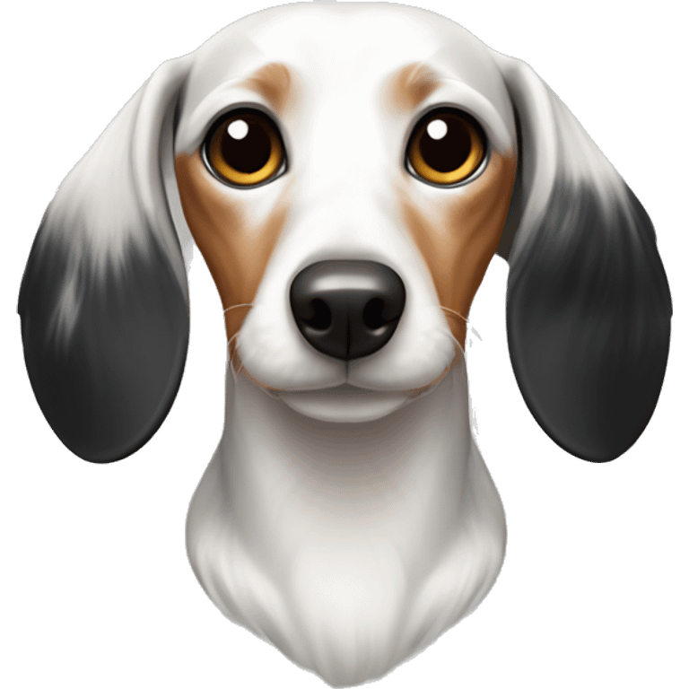 white and black dachshund with bow on head emoji