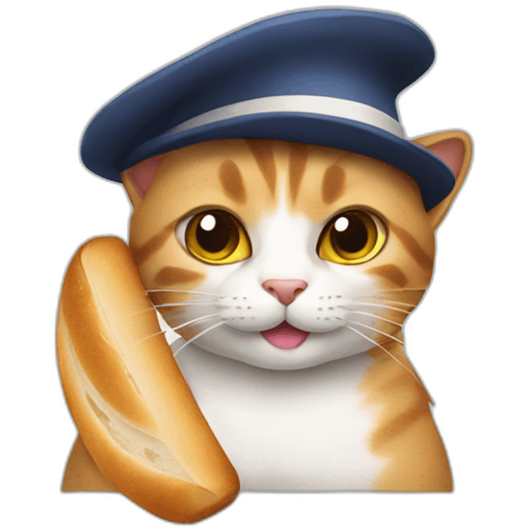 Cat with french hat and bread emoji