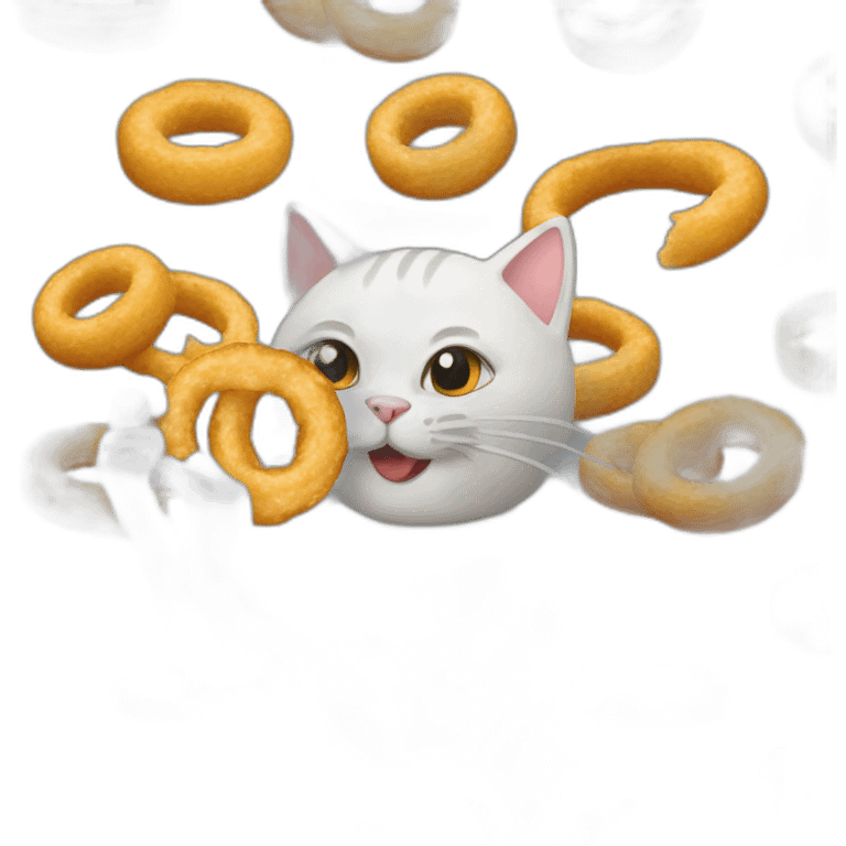 Cat eating onion rings emoji