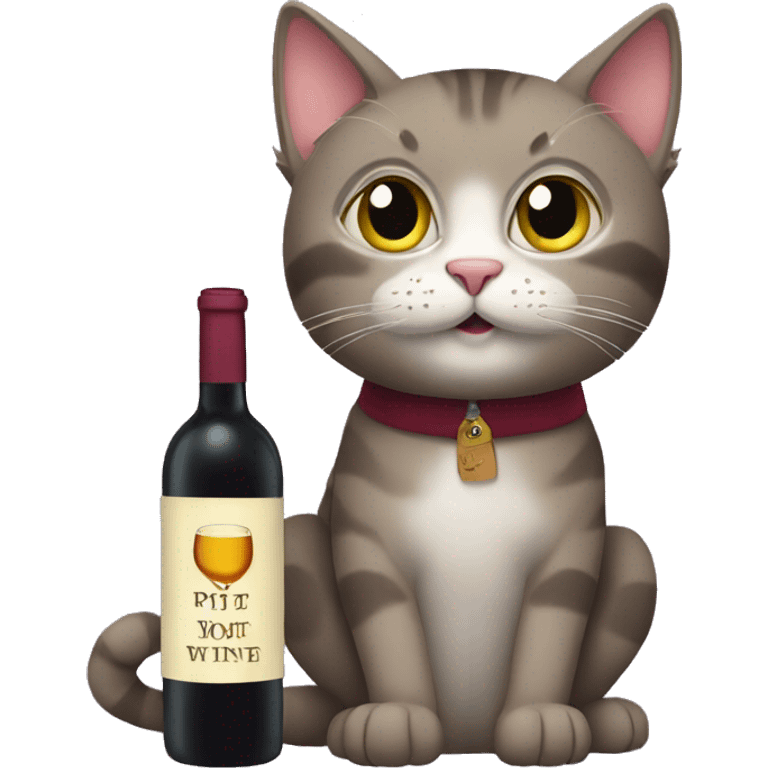 cat with a bottle of wine  emoji