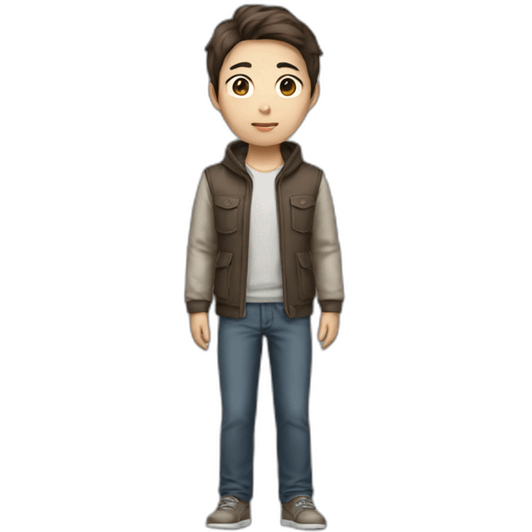 Young korean male brown hair techware outfit emoji