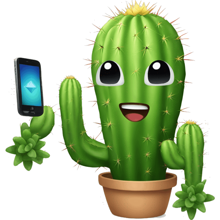 cactus holding phone thats conected to internet  emoji