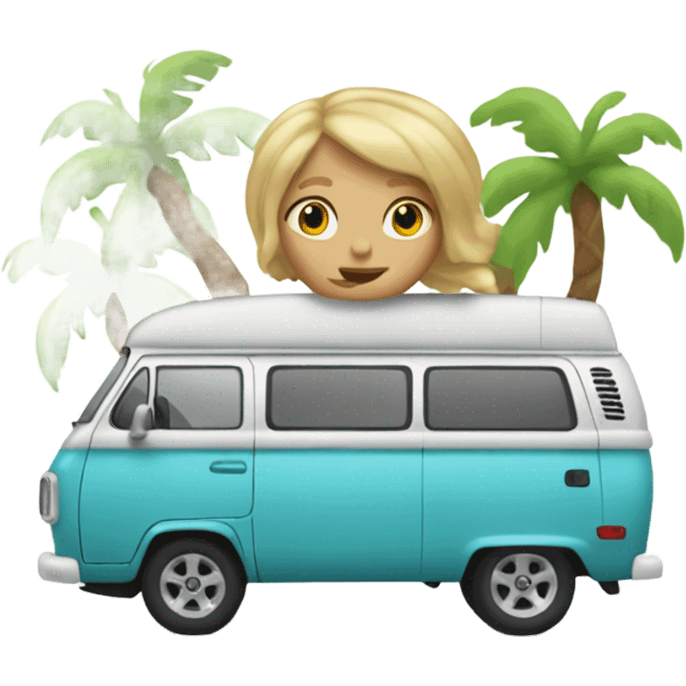 Blond surfer camping van emoji