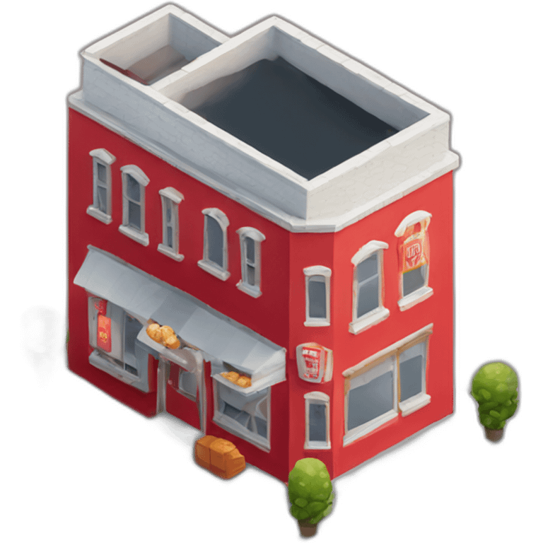 Red Popcorn cinema house isometric emoji