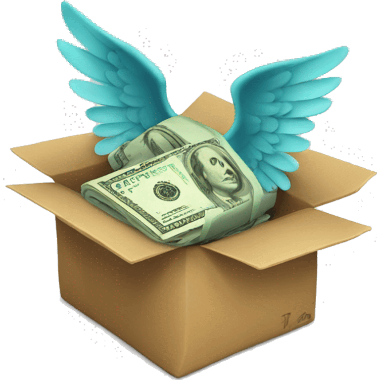 A bundle of dollars with wings emoji