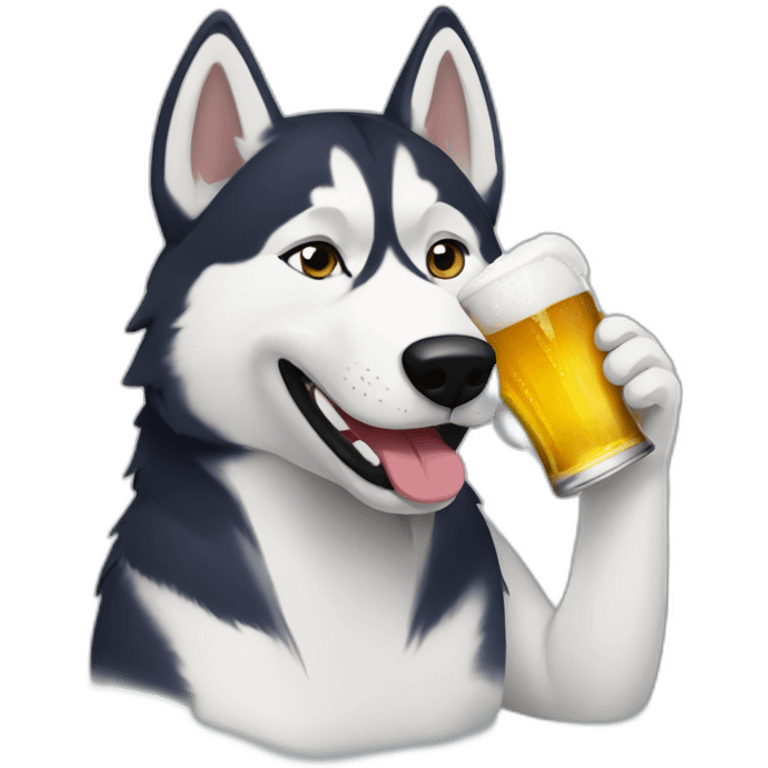 Husky drinking beer emoji