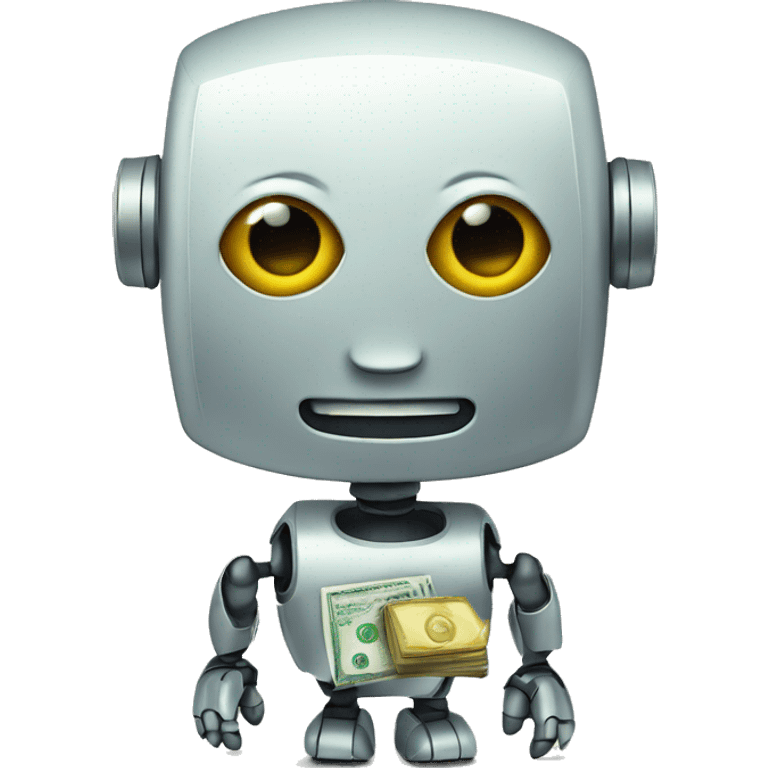 Cute robot with money emoji