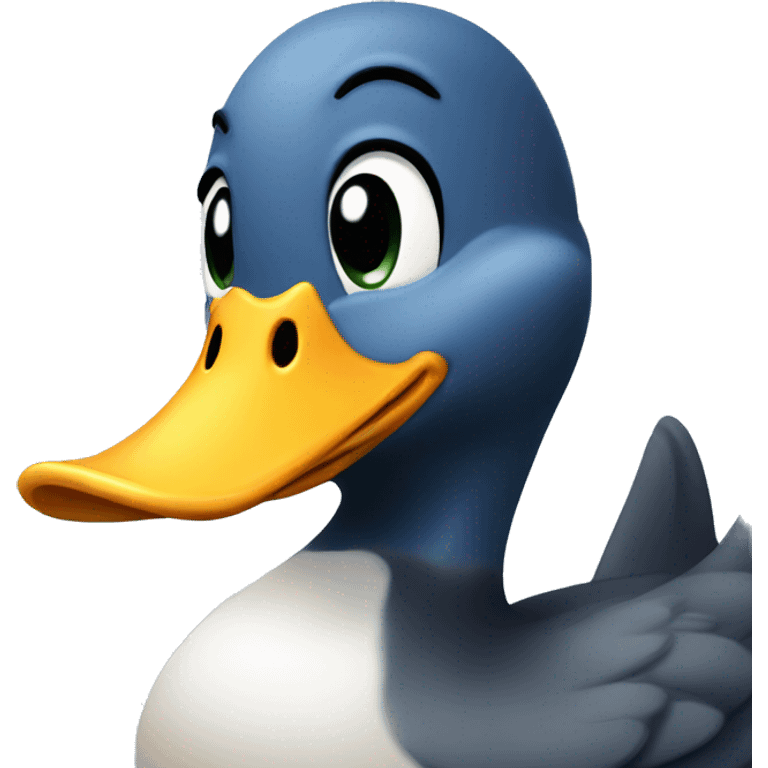 A Smiling blue duck that is showing thumbs up  emoji