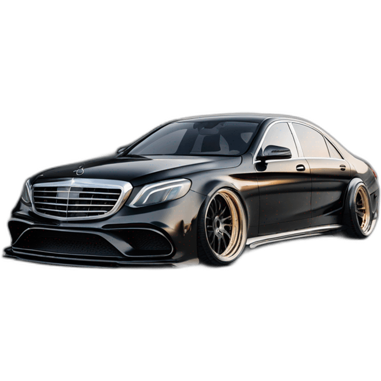 Mercedes SEL AmG with body kit custom and amg aero oz wheels front side angle  emoji