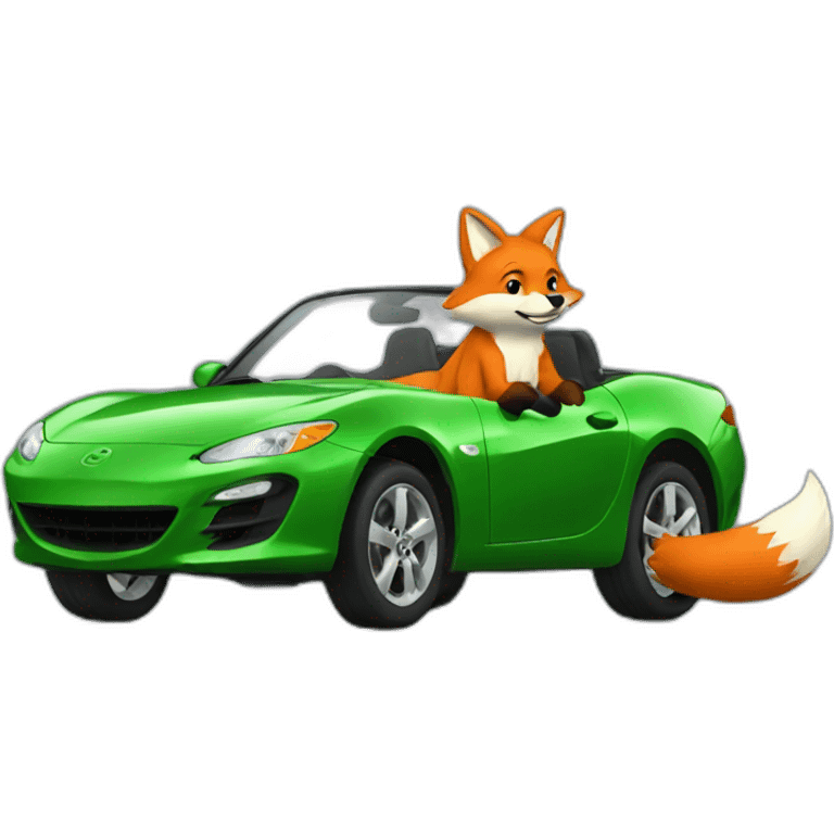 fox driving a green mazda emoji