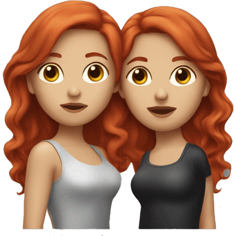 2 women red hair kissing emoji