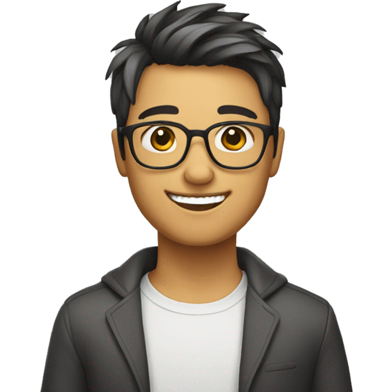 mayun,Smiling Glasses Suit Short Hair Round Face emoji