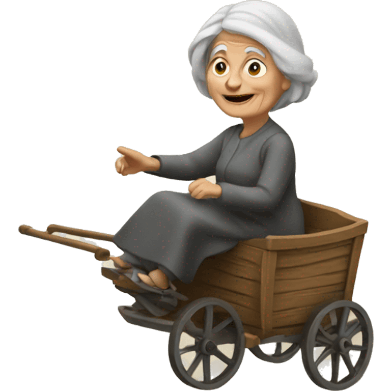 Old woman on a flying cart emoji