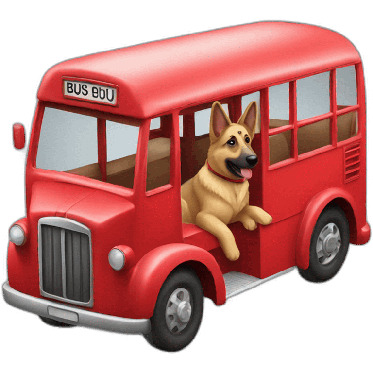 german sheppard drives red bus emoji