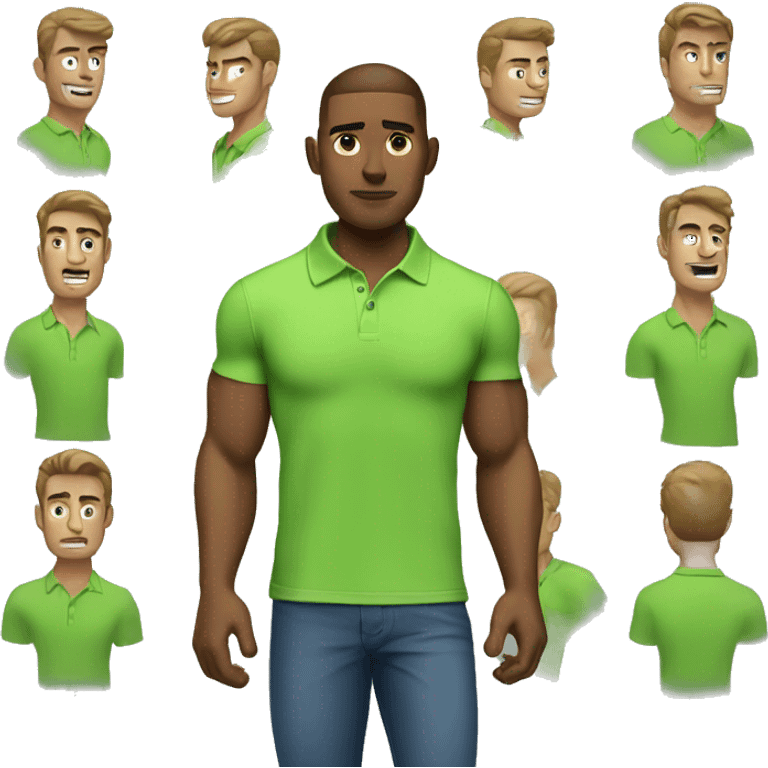 muscular man wearing an apple green polo shirt  emoji