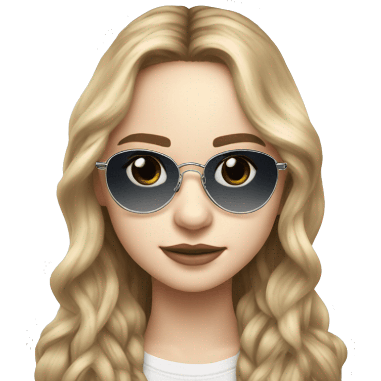 Sabrina Carpenter with clear aviator-style glasses emoji