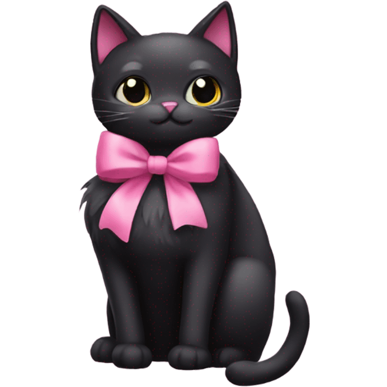 Black cat with pink bow emoji