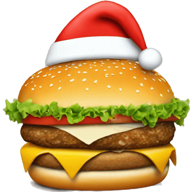 santa hat on a burger emoji