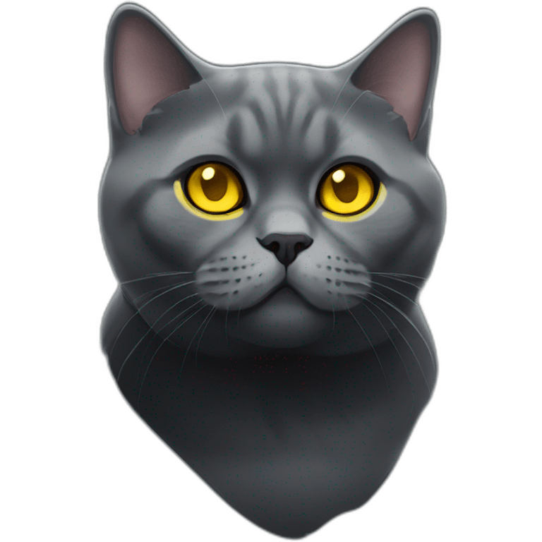 british shorthair cat in black smoke with yellow eyes emoji