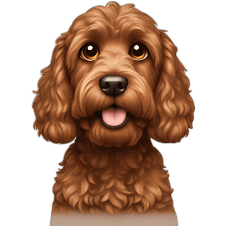 Brown Cockapoo correcting notes emoji