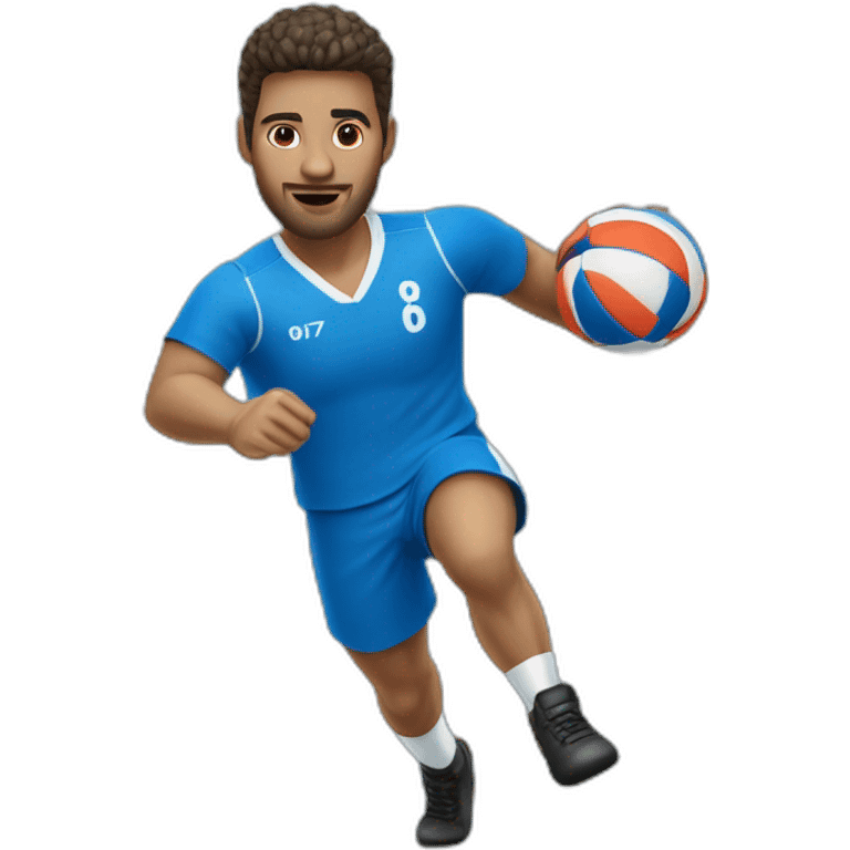 Joueur de handball avec un maillot bleu numéro 67 emoji