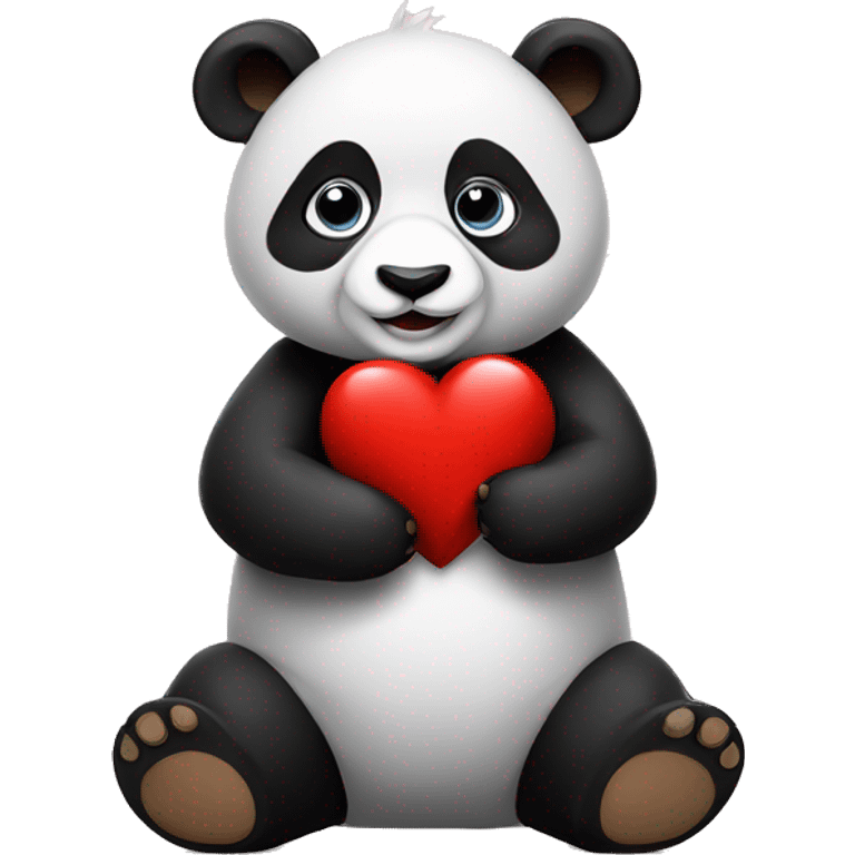 A panda holding a red heart emoji