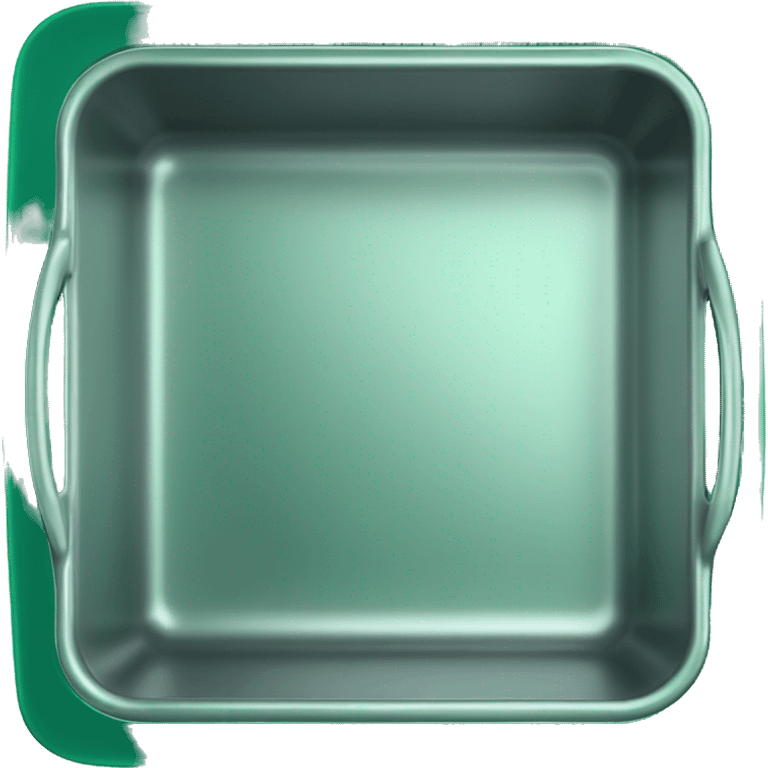 Realistic empty metallic emerald green baking pan with handles emoji