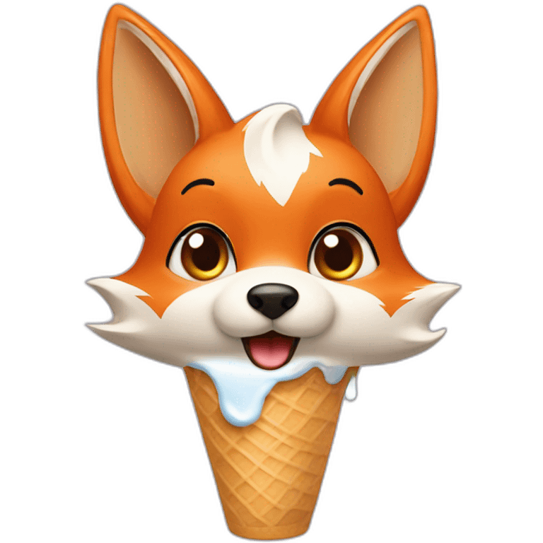 Fox eating ice cream ￼ emoji