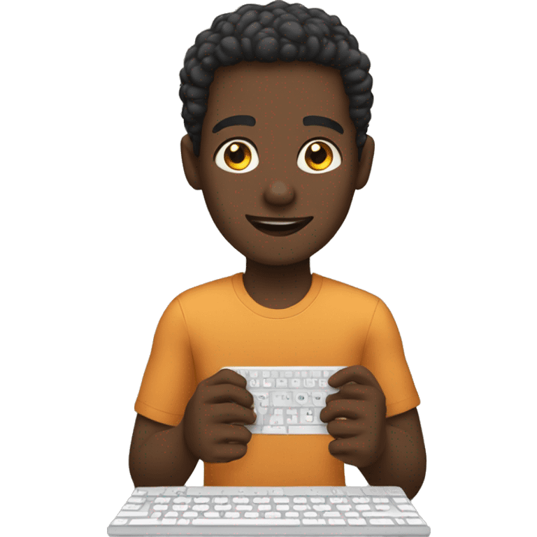 A black man typing in the first person on his keyboard emoji